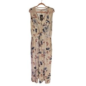 Floral Maxi Dress Molerani Sleeveless‎ V Neck Beige Blue Casual  Wedding